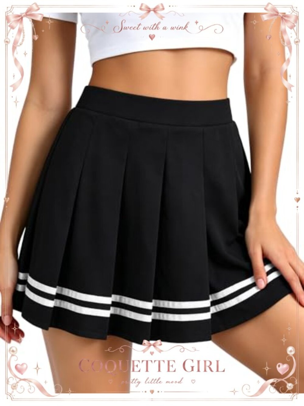 Pleated Mini Skort High Waist Stretch A-Line Tennis Skirt Built-in Shorts